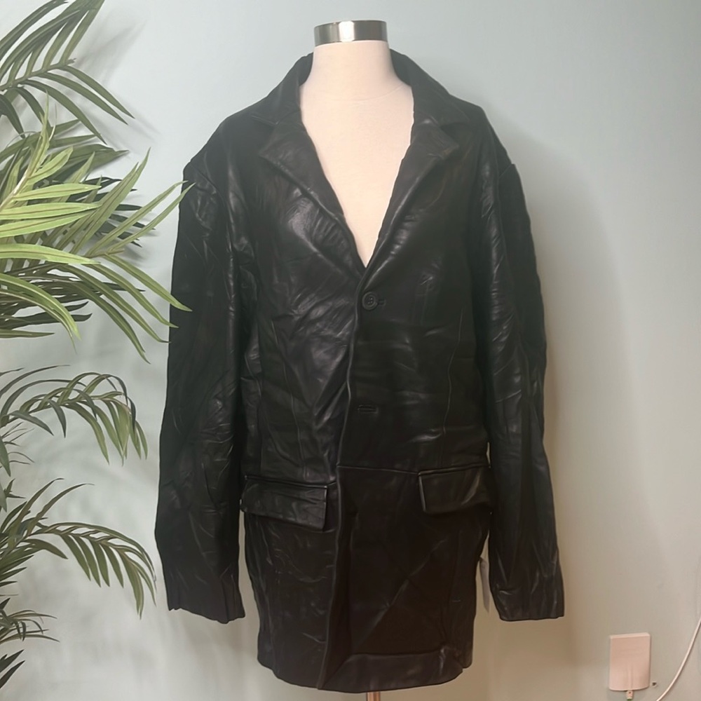 Nude leather jacket black